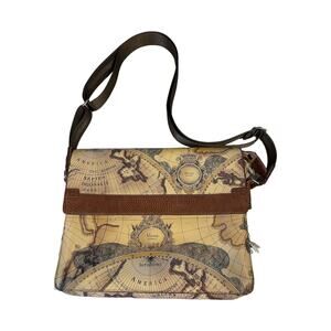 Computer iPad 10 inch Faux Leather Tote Alyssa Los Angeles World Map / Atlas
